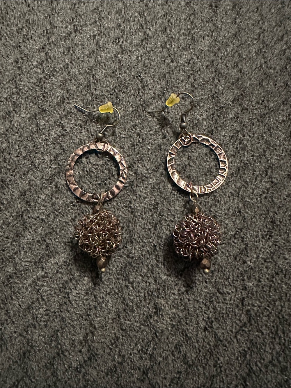 Handcrafted Bronze-Tone Circular Dangle Earrings - Women Jewelry